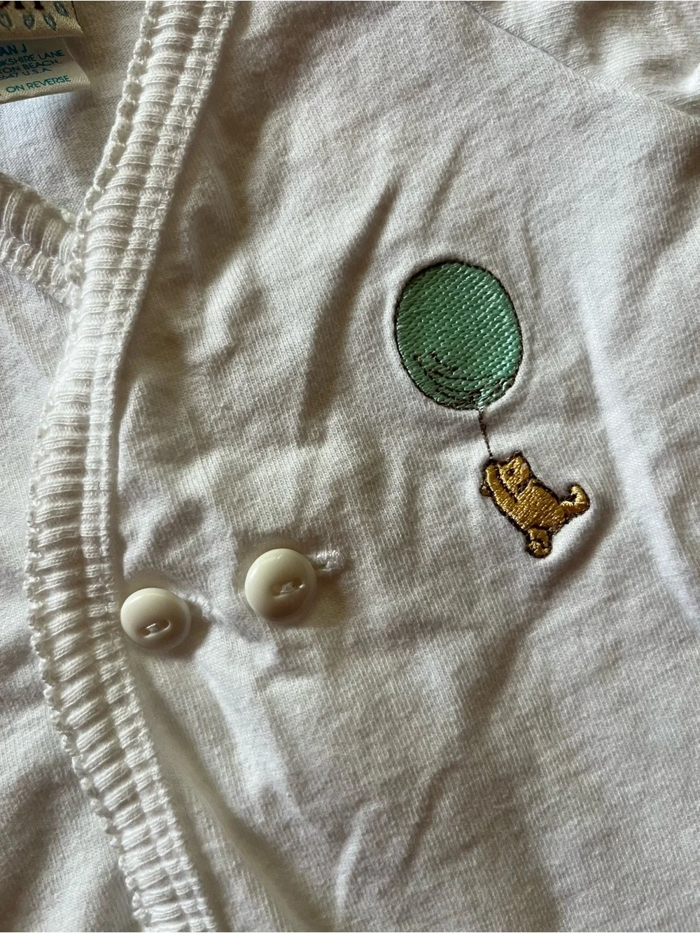 VINTAGE Disney Pooh White Baby Kimono Set with Balloon Patch